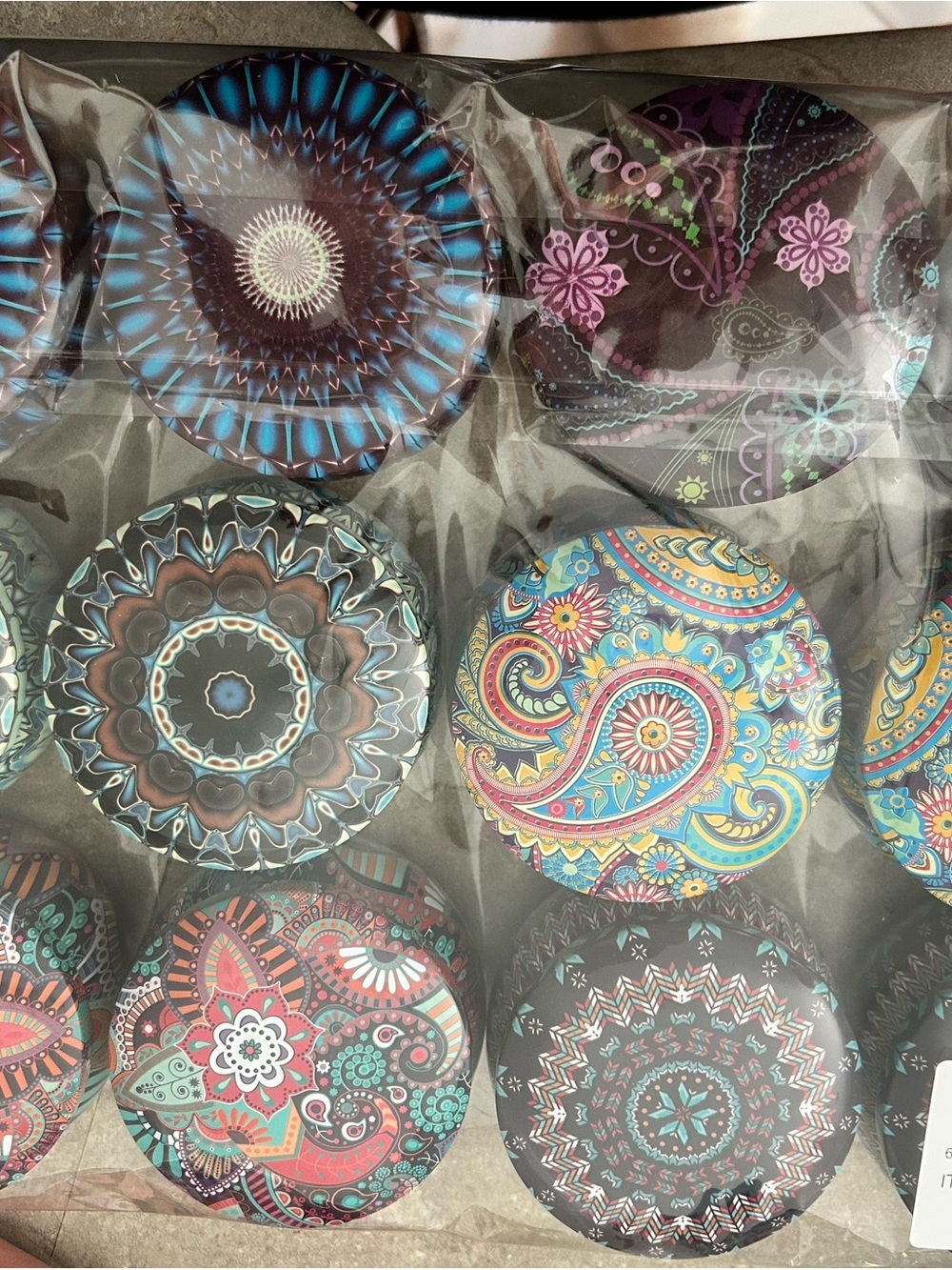 4/$100 Decorative Paisley and Mandala metal containers - Assorted Color Set